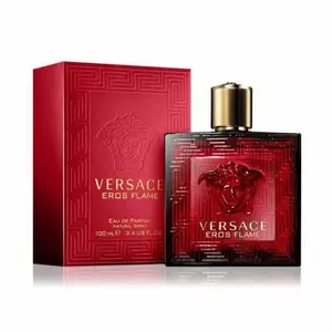 Versace Eros Flame Eau De Parfum for Men 3.4 oz & 1.7 oz Long Lasting Fragrance Musk Fresh and Spicy Woody Top Notes