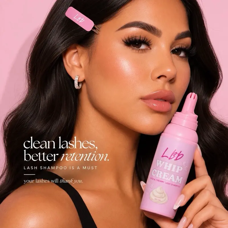 LBD Whipped Cream Lash Shampoo - Rich & Creamy Formula for Soft and Lush Lashes - 100 mL - Pink