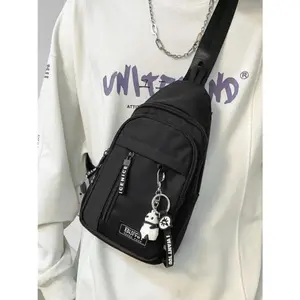 Fashion Casual Zipper Fanny Pack with Cute Animal Pendant, Unisex Chest Sling Bag for Women & Men, Lightweight Versatile Crossbody Bag, Ideal for Daily Use, Travel, Shopping & Outdoor Activities