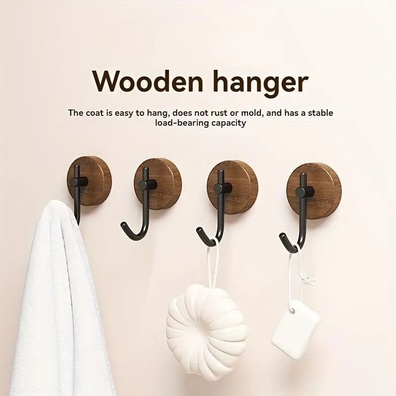 [3pcs] [Walnut Wood Hook with Storage] Walnut Wood Hook Clothes Hook Key Hook Bathrobe Towel Hook Auxiliary Hook Household Storage Hook Bath Towel Hooks Hooks for Wall Bathroom Hook