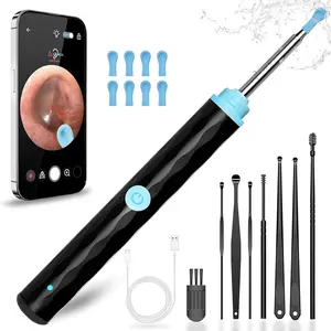 Ear Wax Removal Kit with Camera, 1296P HD Ear Cleaner Endoscope, 360° View Ear Cleaning Tool with LED Light, Rechargeable Waterproof Ear Scope for Safe Home Ear Care