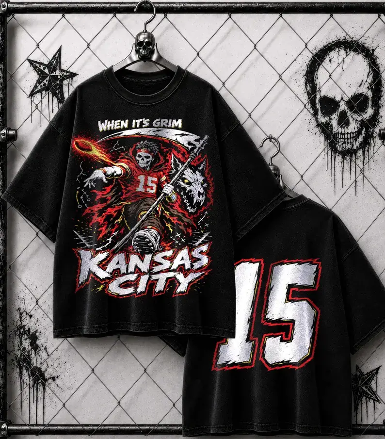 Vintage Kansas City Football Shirt, Mahomes Inspired Graphic Tee, Dark Streetwear Hoodie,】Acid Wash Oversized Tee Street Style Badass Alternative Fashion Fans Bold edgy design for streetwear Gift for Birthday Holiday Christmas Halloween Unisex