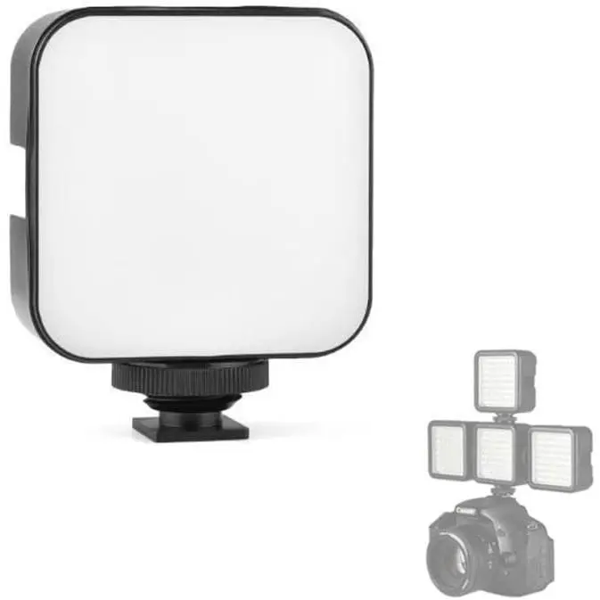 Mini LED Video Light with 3 Cold Shoe Mounts LED Bulbs Vlog Photo Fill Light Dimmable High Power Panel Video Light for DJI OSMO Sony A6400 A6300 Canon DSLR Cameras