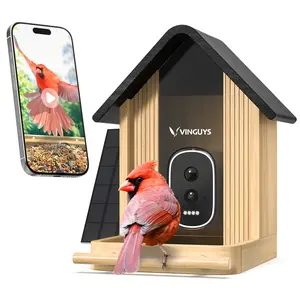 VINGUYS  Bamboo Smart Bird Feeder   Bird Species Recognition, 2K Live Video Monitoring with Instant Alerts