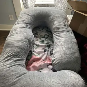 Momcozy Pregnancy Pillows, U Shaped Full Body Maternity Pillow with Removable Cover, 57 Inch Pregnancy Pillows for Sleeping, Grey Gifts