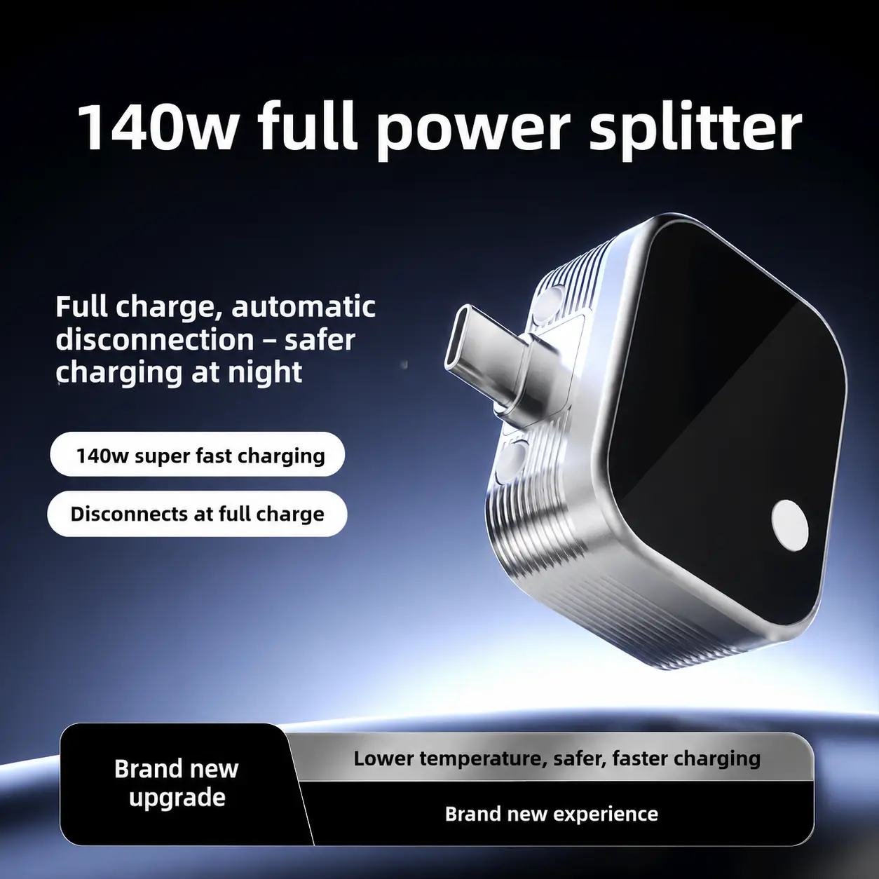 140W USB-C Auto-Disconnect Charging Adapter | Pass-Through Power Cutoff for Overnight Charging