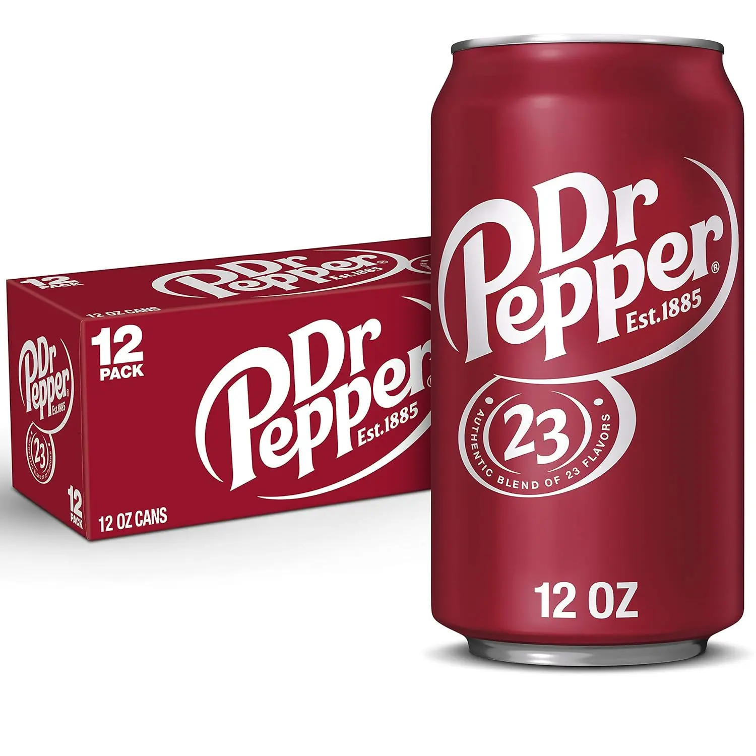 Soft Beverage Dr Pepper Soda, 12 fl oz Cans, 12-Pack