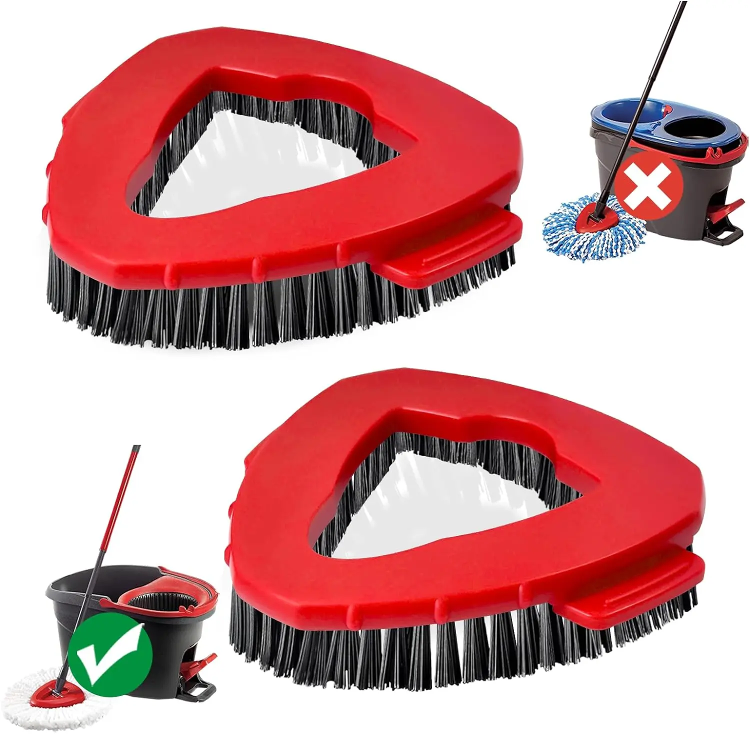 Scrub Brush, 2 Pcs Spin Mop Scrub Brush Head & Mop Head Compatible for O Cedar EasyWring 1-Tank System, Hard Bristle Cleaning Brush for Summer Pool Steps, Bathroom Tile, and Outdoor Patio, Stiff Bristles （No Bucket or Handle）