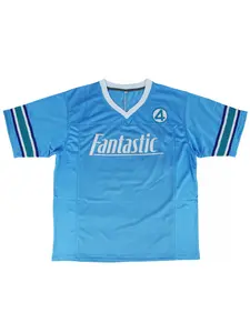 Jerseys Blue Stitched Men's Jersey - Blue Short Sleeve Loose-Fitting Polyester Baseball & Softball Jersey