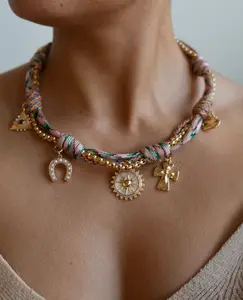 Woven Pink Charm Necklace – Amuleto