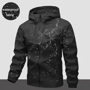 Men's softshell jacket, windproof and waterproof coat with hood, suitable for outdoor activities and all seasons Menswear Tops jackets Black Long Sleeve