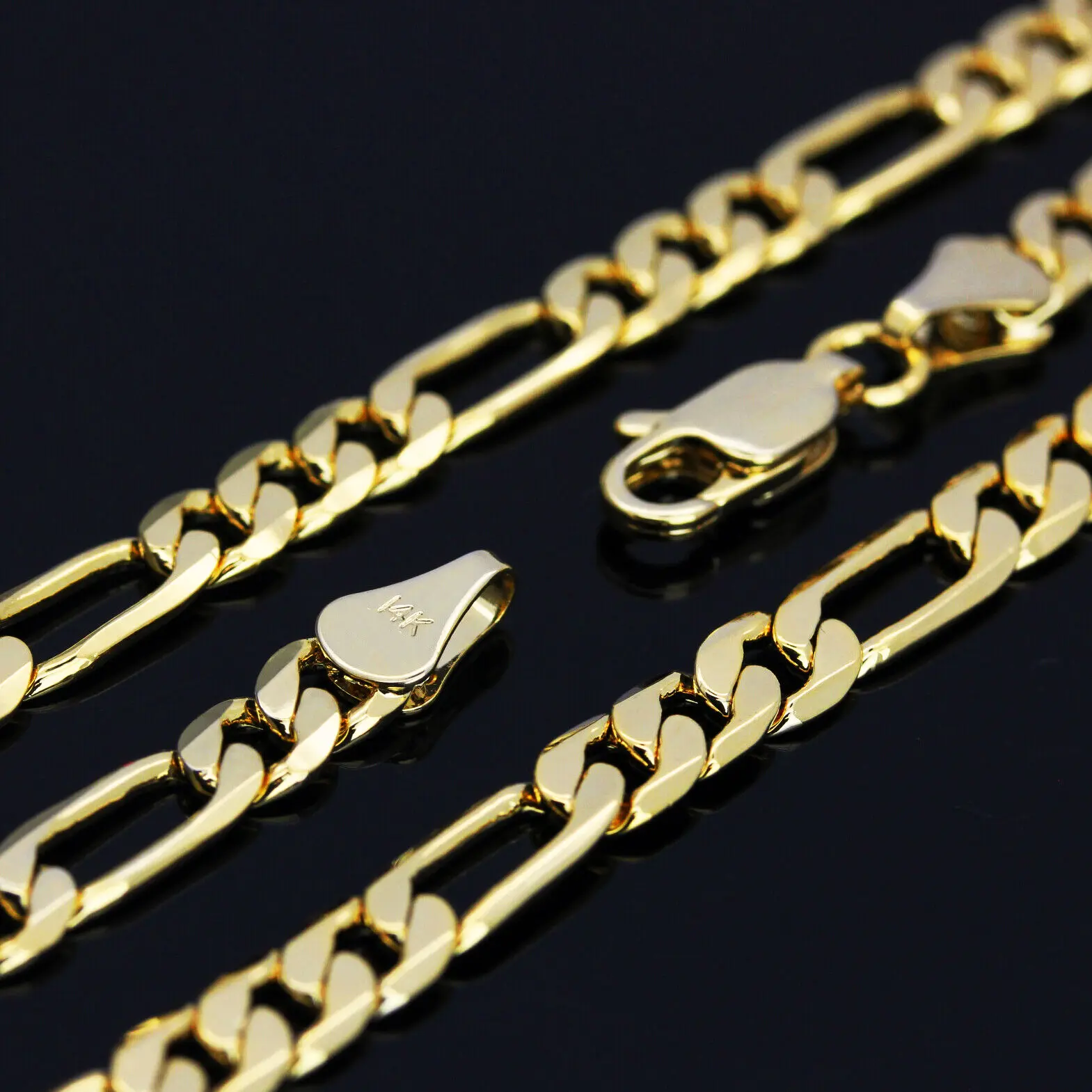 MaxBling81 14K Stamped Gold-Plated Brass Figaro Chain Necklace, High-Quality Unisex Fashion Costume Jewelry Accessory for Men and Women - 20in, 24in, 30in