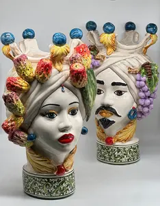 Moro's Heads Fruit Ceramica Caltagirone cm H.40 L.26 Handcrafted