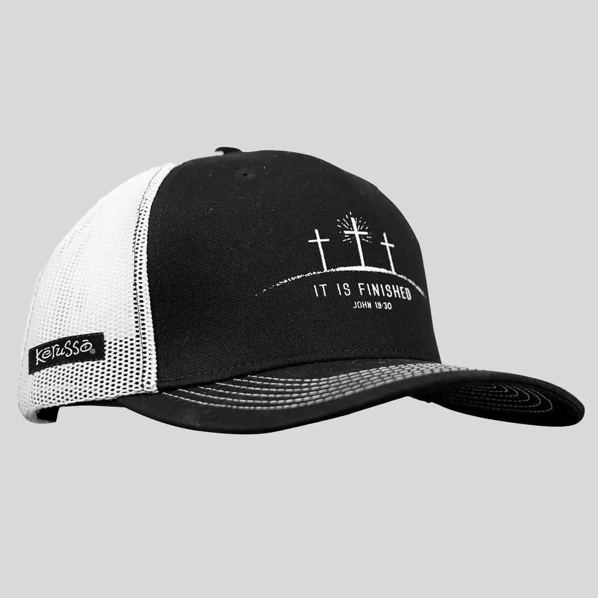 Kerusso Mens Cap It Is Finished, Trucker Hat, Religious, Cotton Mesh, Faith Wear, Celebrate Jesus’s Victory Over Death, Christians, Mid-Rise, Baseball Cap, Breathable Cap Hats