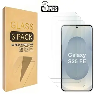 Samsung Galaxy S25 Fe Tempered Glass Screen Protector, 3-Pack Design, Anti-Scratch & Bubble-Free Protection, Durable Phone Accessory