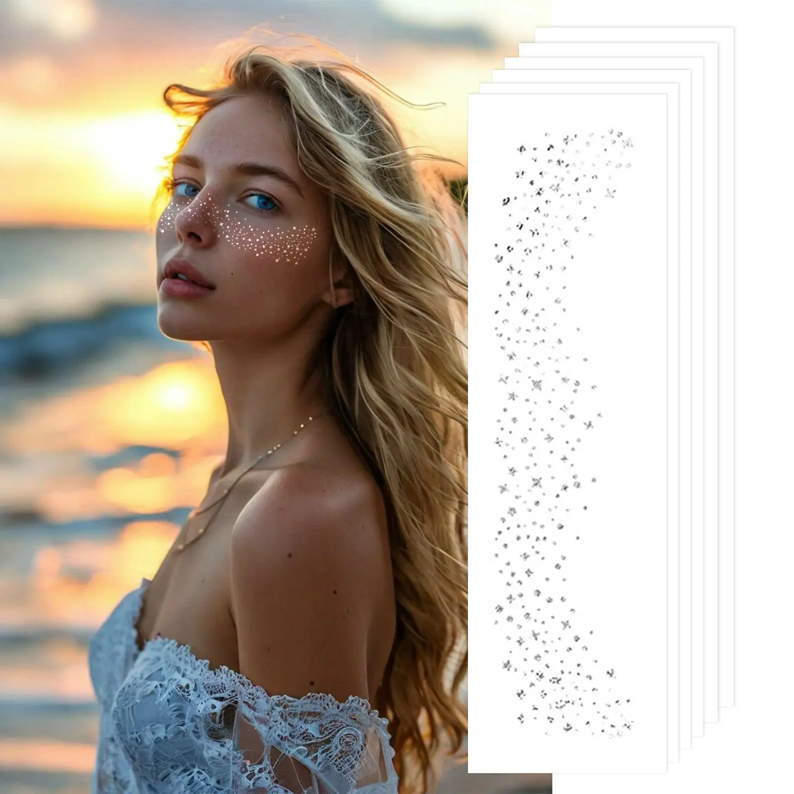 Star Shaped Freckle Tattoo Sticker, 6 Counts/set Waterproof Long Lasting Temporary Tattoo, Face Decoration for Women & Girls