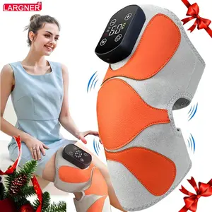 Largner Genuine Leather 3-In-1 Massage Machine, 4 Motors Heated Knee Shoulder Elbow Massager, Multi-Functional with Three Modes