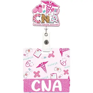 Pink CNA Badge Reel with Retractable ID Holder Swivel Clip & Badge Buddy for Certified Nursing Assistants Ideal Gift for Healthcare Professionals