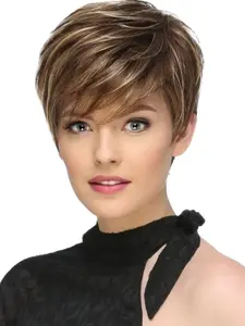 Fashionable  Short Straight Wigs for Women, Gorgeous Fluffy Wigs with Bangs, Stylist Friendly Wig, Synthetic Full Machine Wigs for Party, Daily Use