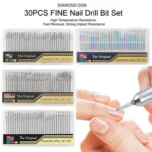 5Styles-30Pcs/Box Nail Drill Set Diamond Nail Drill Bit Rotery Electric Milling Cutters Clean Rotary For Pedicure Manicure Files Cuticle Burr Nail Tools Accessories