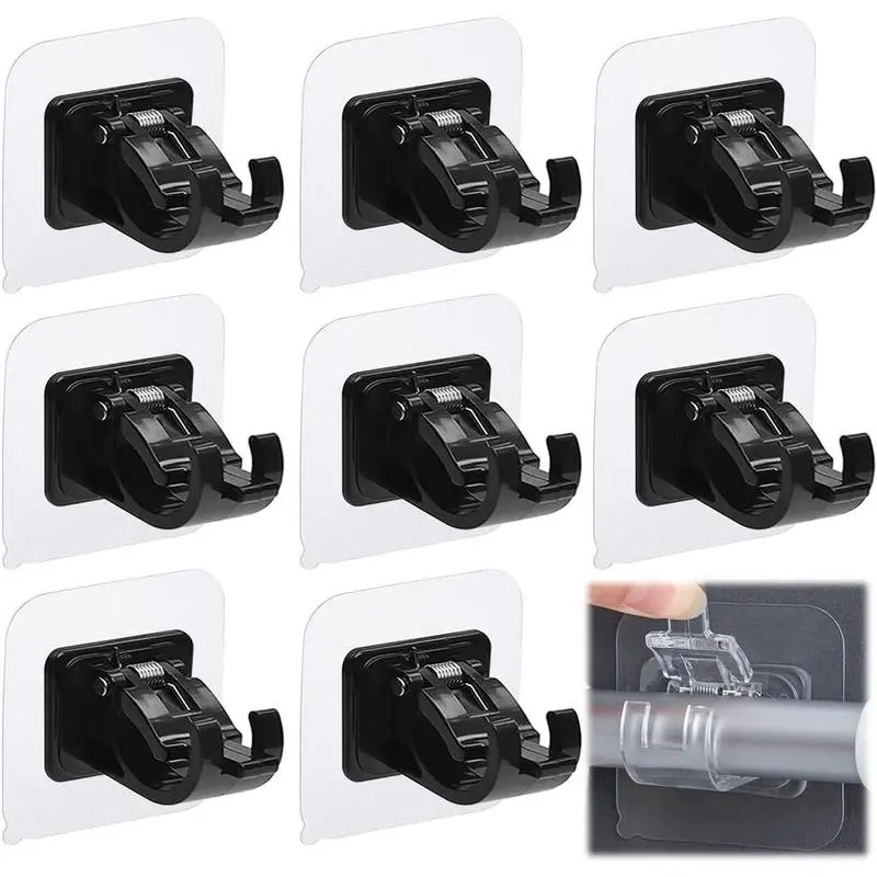 8pcs Curtain Rod Bracket No Drilling, Self Adhesive Curtain Rod Brackets, Nail Free Adjustable Drapery Towel Holder Fixing Hook