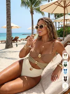 Women's Colorblock Hollow-Out One-Piece Swimsuit