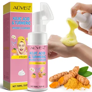 ALIVER Kojic Acid & Turmeric Mousse Facial Cleanser, 150ml - Nourishing Cleanser for Adult Normal Skin, Supports Facial Cleansing and Moisturizing