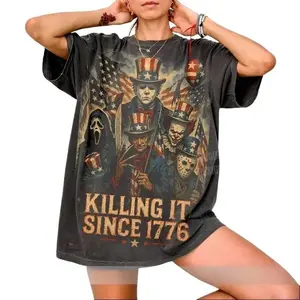 [Sale up to 50%] Killing It Since 1776 T-Shirt, Patriotic Horror Characters,4th of July Funny Scary Clipart T-Shirt