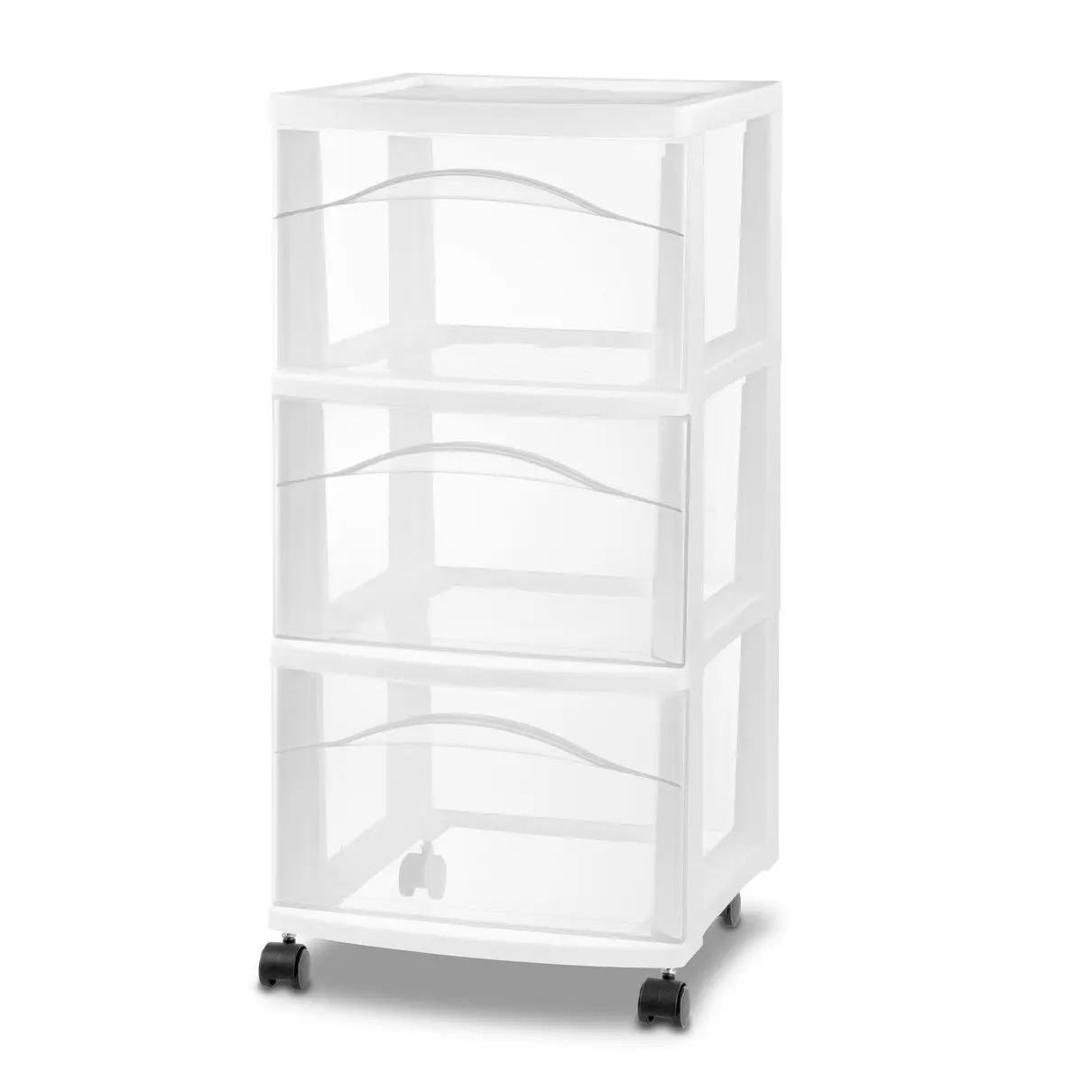 3 Drawer Medium Cart White - Brightroom: Plastic Storage Drawers, Portable Utility with Casters, No Assembly Required