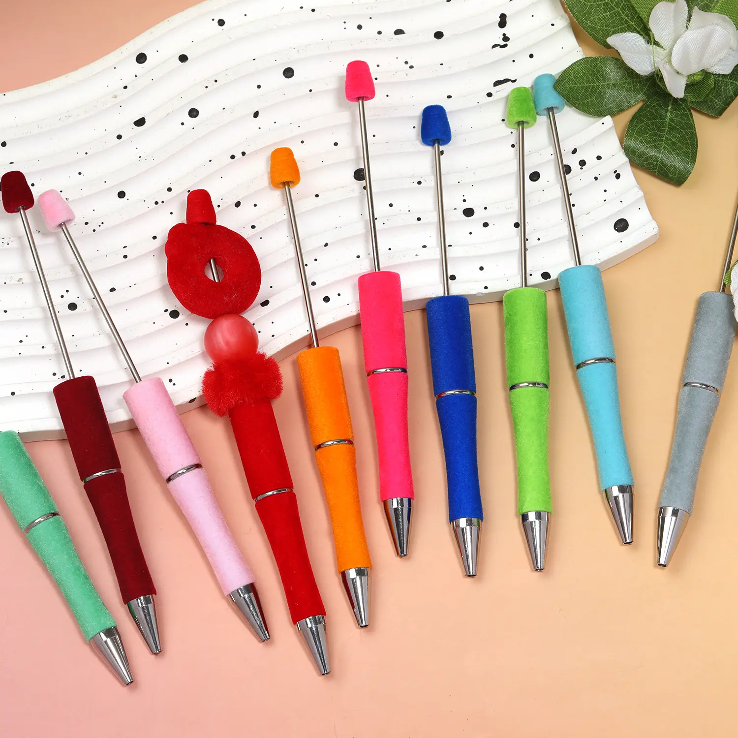 【P199】Flocked DIY Beadable Ballpoint Pen, Comes in packs on own color,back to school haul,college school supplies,back to school shopping