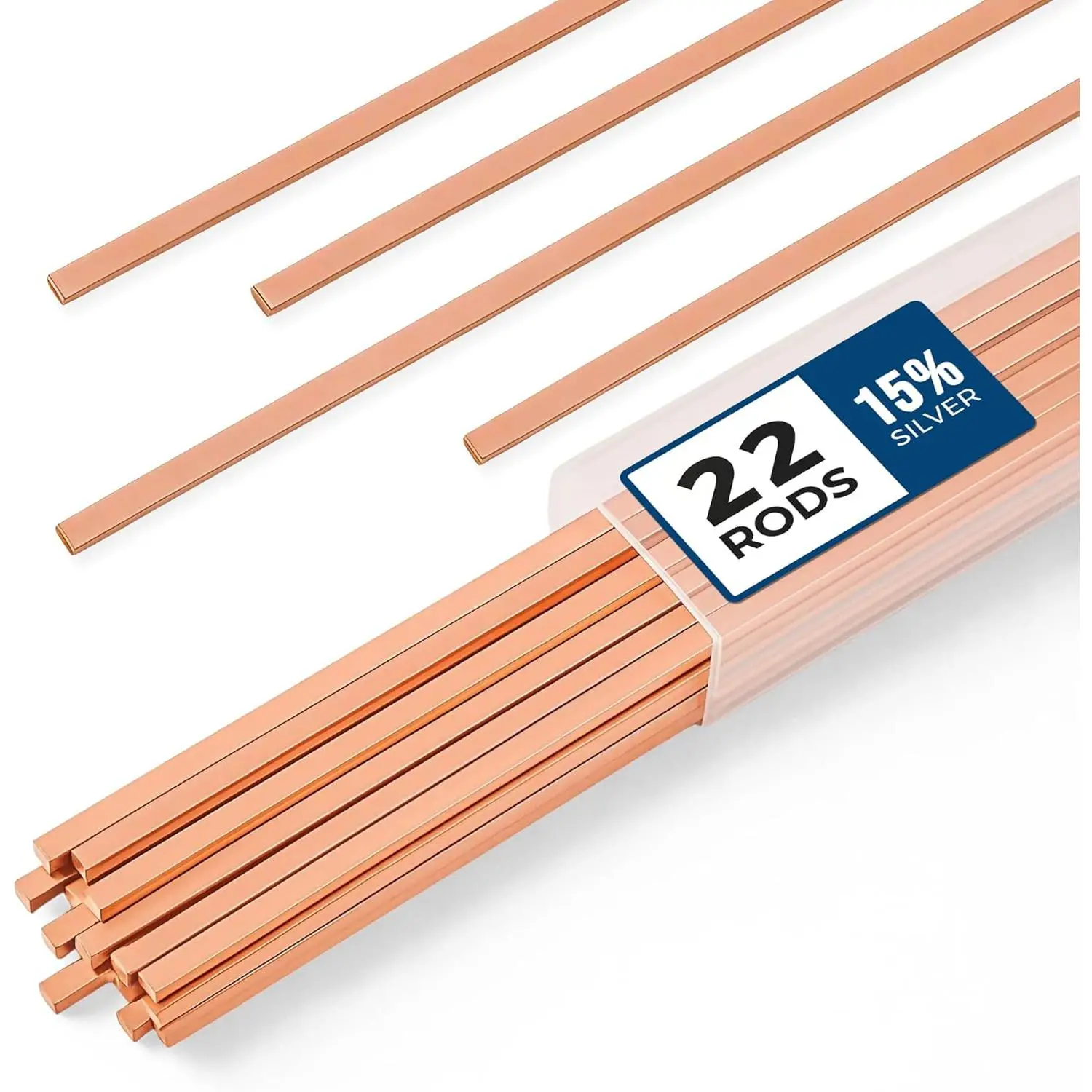 22 count Brazing Rods AWS BCuP-5 15%  Solder Phos Copper Brazing Alloy Flat Welding Rods 0.050"x1/8"x10" for HVAC, Refrigeration, and Industrial Applications