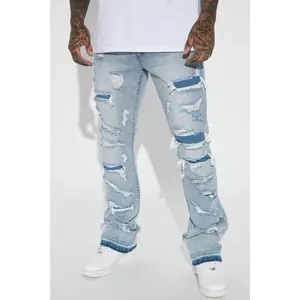 Through It Ripped Skinny Flared Jeans - Vintage Blue Wash