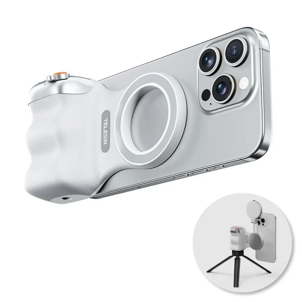 Magnetic Selfie Handle, Wireless BT Remote Control Selfie Handle, Handheld Stabilizer with Fill Light & Tripod for iPhone & Android, Portable Selfie Accessory, Cellphone Selfie Accessory