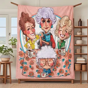 Gordon Sisters Pattern Throw Blanket, Soft Knitted Fabric Multi-Size Warm Blanket, Home Decor, Comfortable Fashion Design, Suitable for All Seasons, Decorative Blanket