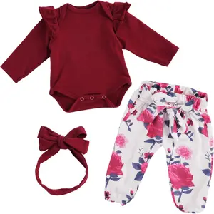 Baby Doll Clothes Set, Floral Pattern for 17-20 Inch Reborn Baby Dolls, Christmas Gift Idea, Dress-Up Game Accessories, Doll Clothing Set