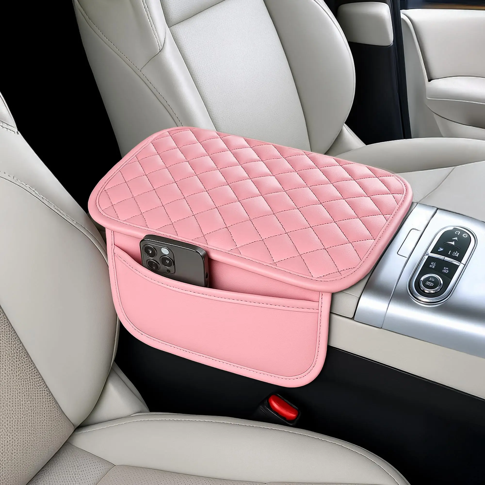Upgraded Car Center Console Cover,Microfiber Leather Car Armrest Cover Cushion with 2 Storage Bags,console cover Universal Car Armrest Storage Box Car Interior Accessories for Most Vehicles multifunctional armrest box organizador console cover