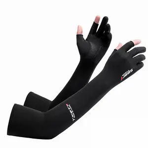 1/3 Pair Unisex Anti-UV Cooling Arm Sleeves With Half Finger Gloves, Summer Sunscreen Sweat Absorbing Arm Guards With Non-Slip Palm