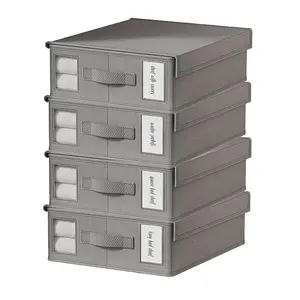 Bed Sheet Storage Box, 4-Pack Foldable Bed Sheet Storage Organizer with Zipper and Clear Window, Breathable Fabric, Stackable & Collapsible Linen Storage for Closet, Bedroom, Living Room, Home — Perfect for Sheets, Pillowcases, Towels, Seasonal Storage