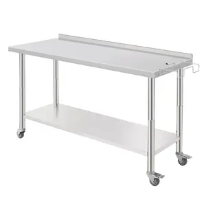Garvee 60"X24"x35" NSF Stainless Steel Work Table, Heavy Duty Prep Table with Adjustable Undershelf & Casters, Commercial Metal Table for Kitchen, Restaurant, Home, Hotel, Workstation