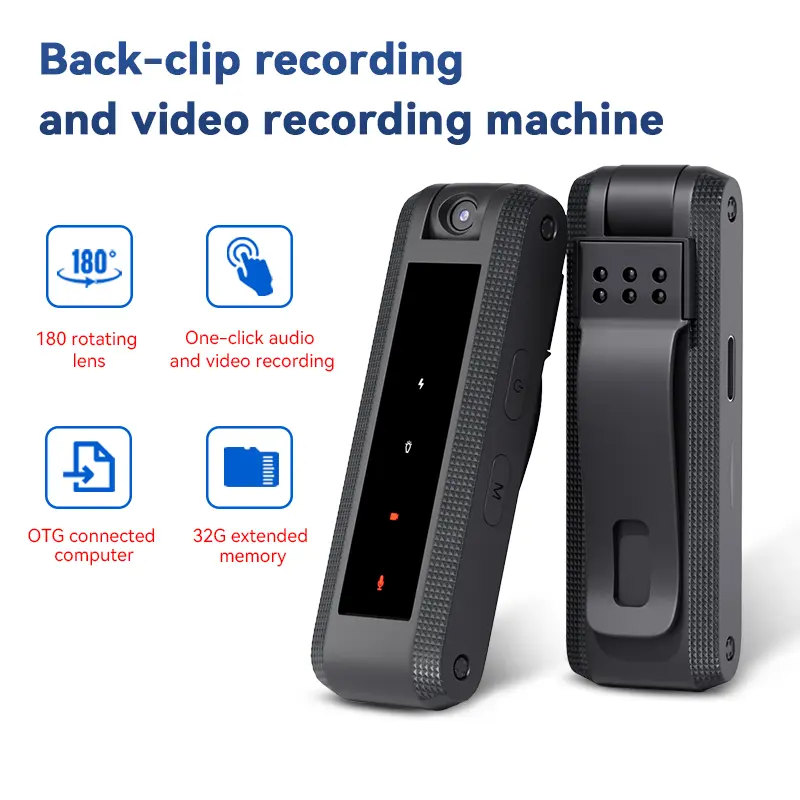 Action Camera — 180° Rotatable, 1080P HD with Night Vision & Audio Recording. One-Touch Operation, Wearable Clip-On Design. 6-Hour Battery Life. Ideal for Meetings, Lectures, and Cycling.