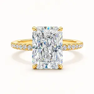 Rectangular Radiant Cut  Ring Set Tarnish Resistant & Shower Safe Stackable Bands  High Sparkle Jewelry