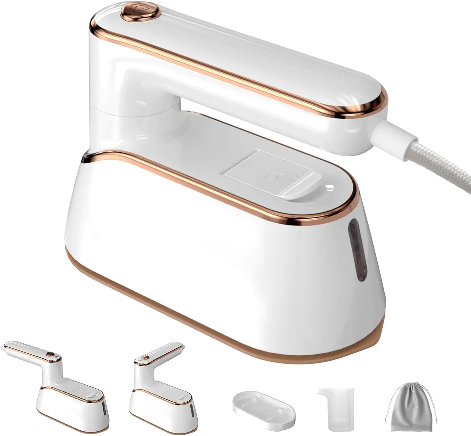 Travel Steamer for Clothes, 1200W Mini Travel Iron with Steam, Handheld Rotary Garment Iron, Wrinkle Remover, 10s Fast Heating, White, 1 Piece