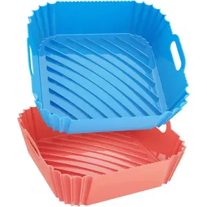 Air Fryer Silicone Liners Square Round for 4-7 QT Air Fryer,Reusable Pot Oven Baking Tray, Cooking Basket Mat Accessories Kitchen Utensils