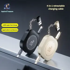 [ BUY 1 Get 1 Free ] 4ft 120W Universal Charge Auto-Return Cable for iPhone Android iPad Samsung Lengths for Gaming Office Car Travel Compatible with iPhone Samsung Type-C Charging