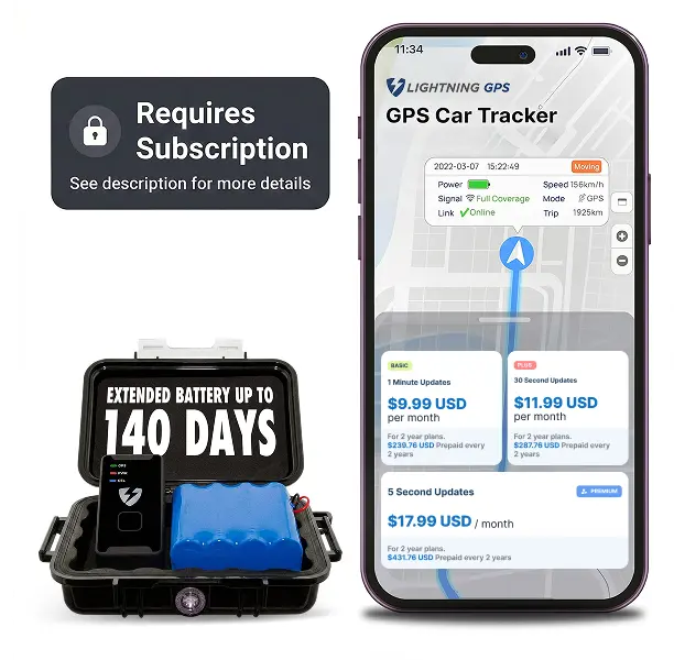 Lightning GPS GL300 Tracker Device for Vehicles w/ Magnetic Case and Battery (Subscription Required) – Real-Time GPS Tracking, Vehicle & Fleet Monitoring, Hidden Tracking for Cars, Trucks or Trailers