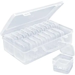 20 Pack Bead Organizer Box Clear Plastic Storage Containers with Hinged Lids for Jewelry Making Crafts Beads Small Parts Organization Mini Craft Supply Cases