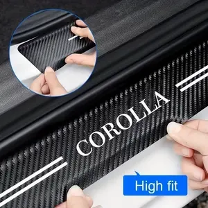 Corolla Carbon Fiber Texture Door Sill Protector Set, Anti-Scratch Fashionable Entry Guard, Car Door Accessory, Universal Fit for Cars Suvs Trucks