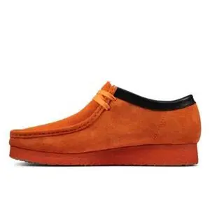 Clarks Wallabee Orange Boot - Men's Suede Footwear with Black Laces and Rubber Soles