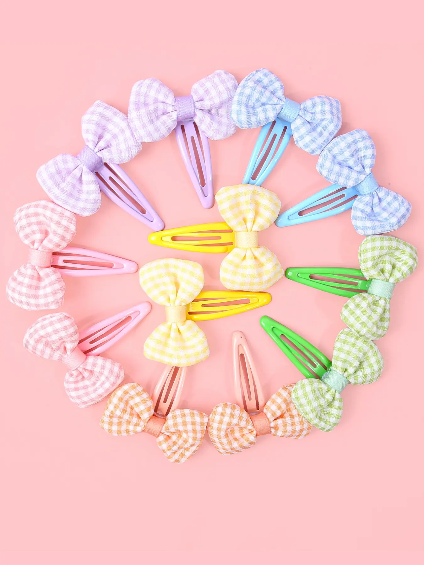 12 checkered printed Pretty Bow hair clips, exquisite and beautiful broken hair clips, suitable for girls and teenagers, fresh and sweet hair accessories, fashionable hair clips for all seasons