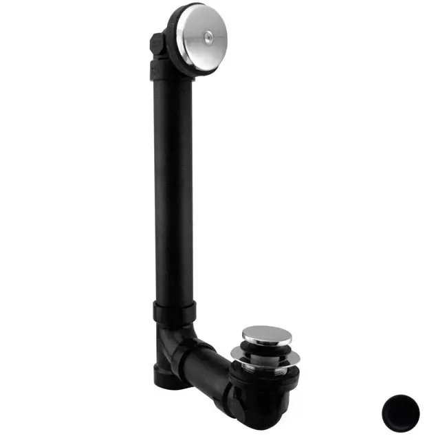 Westbrass D49311-62 1.5 in. Schedule 40 ABS Tip Toe Bath Waste with 1 Hole Faceplate in Powder Coat Flat Black